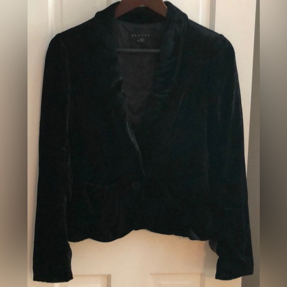 412. LADIES THEORY CRUSHED SOFT BLACK VELVET BLAZER JACKET - Picture 1 of 8